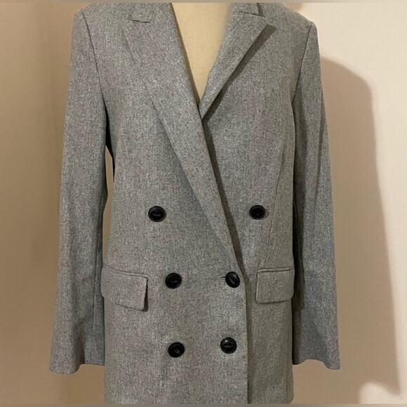 Rag and Bone Ellie boyfriend charcoal grey wool blend double breasted blazer 6 - Picture 4 of 4